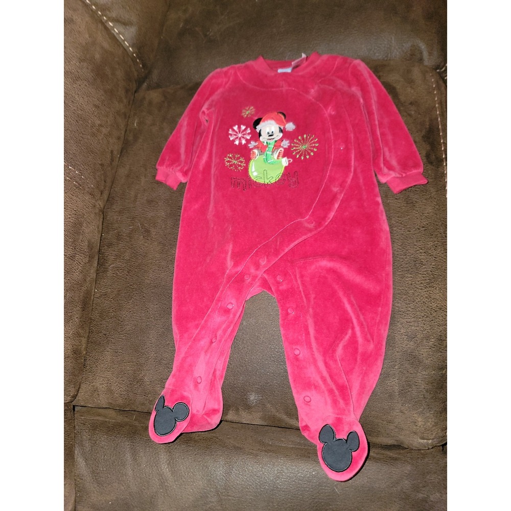 Disney baby mickey mouse holiday Christmas romper one‎ piece size 6 months